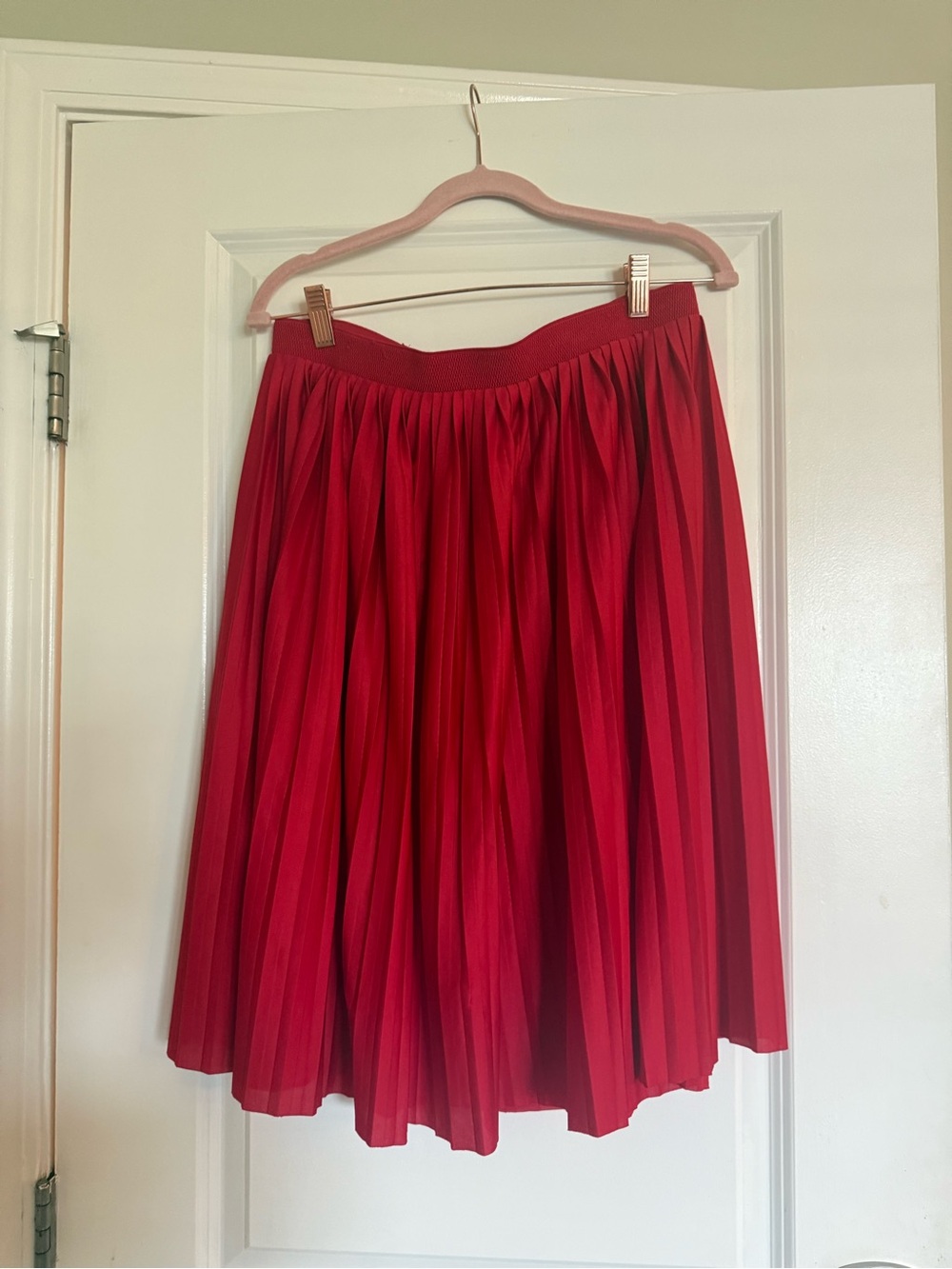 Divided Red Pleated Circle Skirt